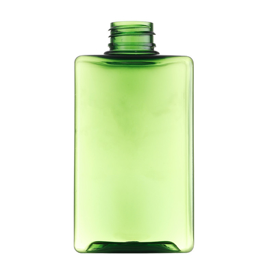 La bottiglia d'imballaggio cosmetica trasparente di verde del quadrato può essere abbinata con differenti cappucci